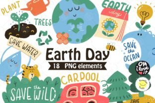 Earth Day Clipart Cartoon Cute Elements