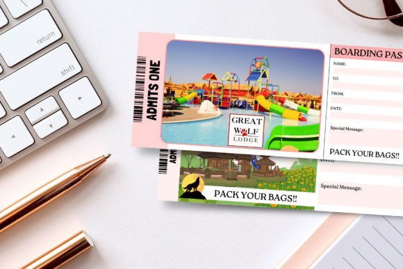 Editable GREAT WOLF LODGE Gift Tickets