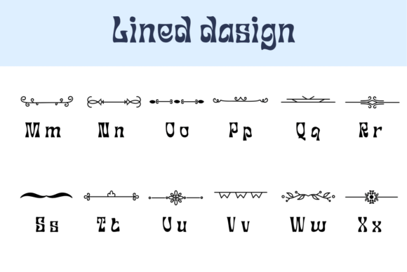 Lined Dasign Font PNG with transparent background - Preview 2