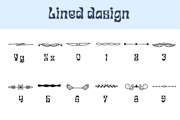 Lined Dasign Font PNG with transparent background - Preview 3