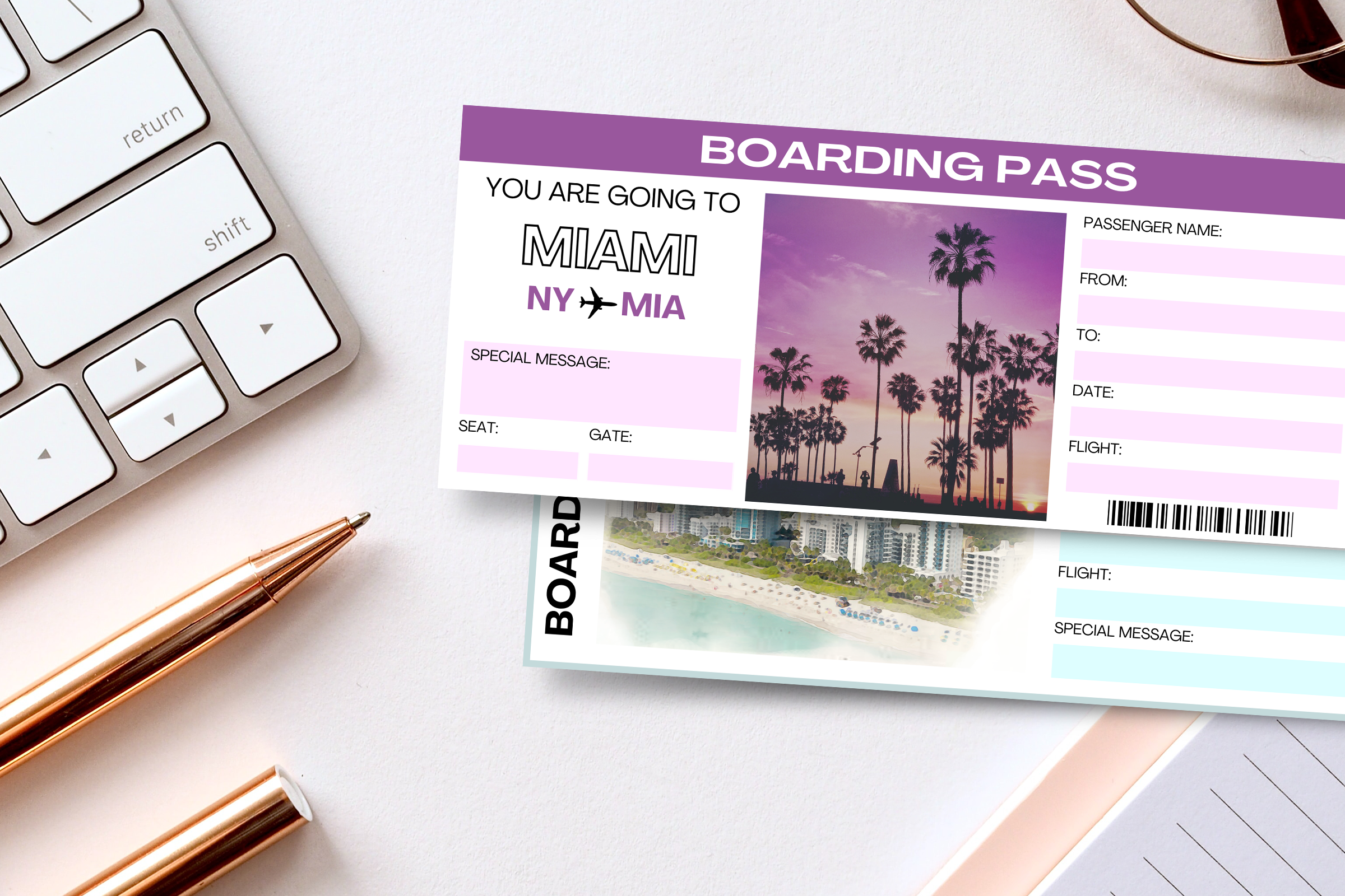 Printable MIAMI Surprise Trip Ticket