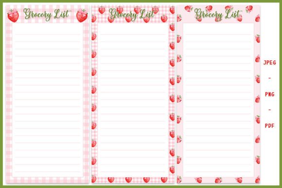STRAWBERRY COQUETTE GROCERY LIST SET