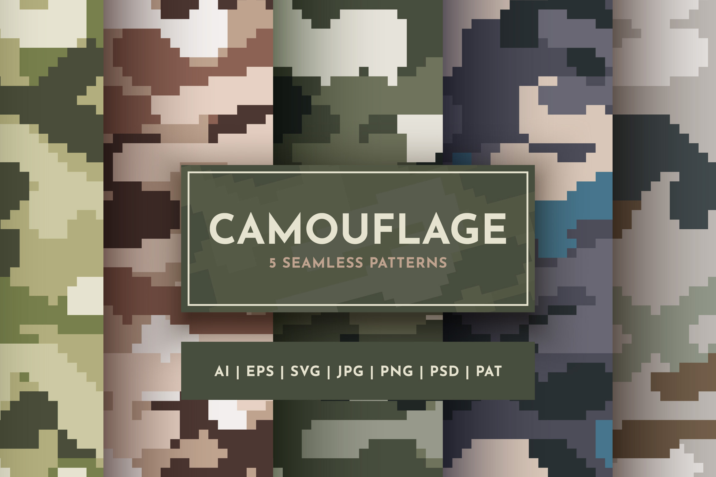 Set 5 Seamless Pixel Camouflage Patterns Graphic by rwgusev · Creative ...