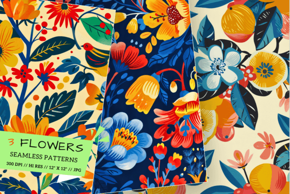Vibrant Retro Spring Floral Pattern Graphic by Florid Printables ...