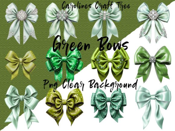 Green Bows PNG Single Files