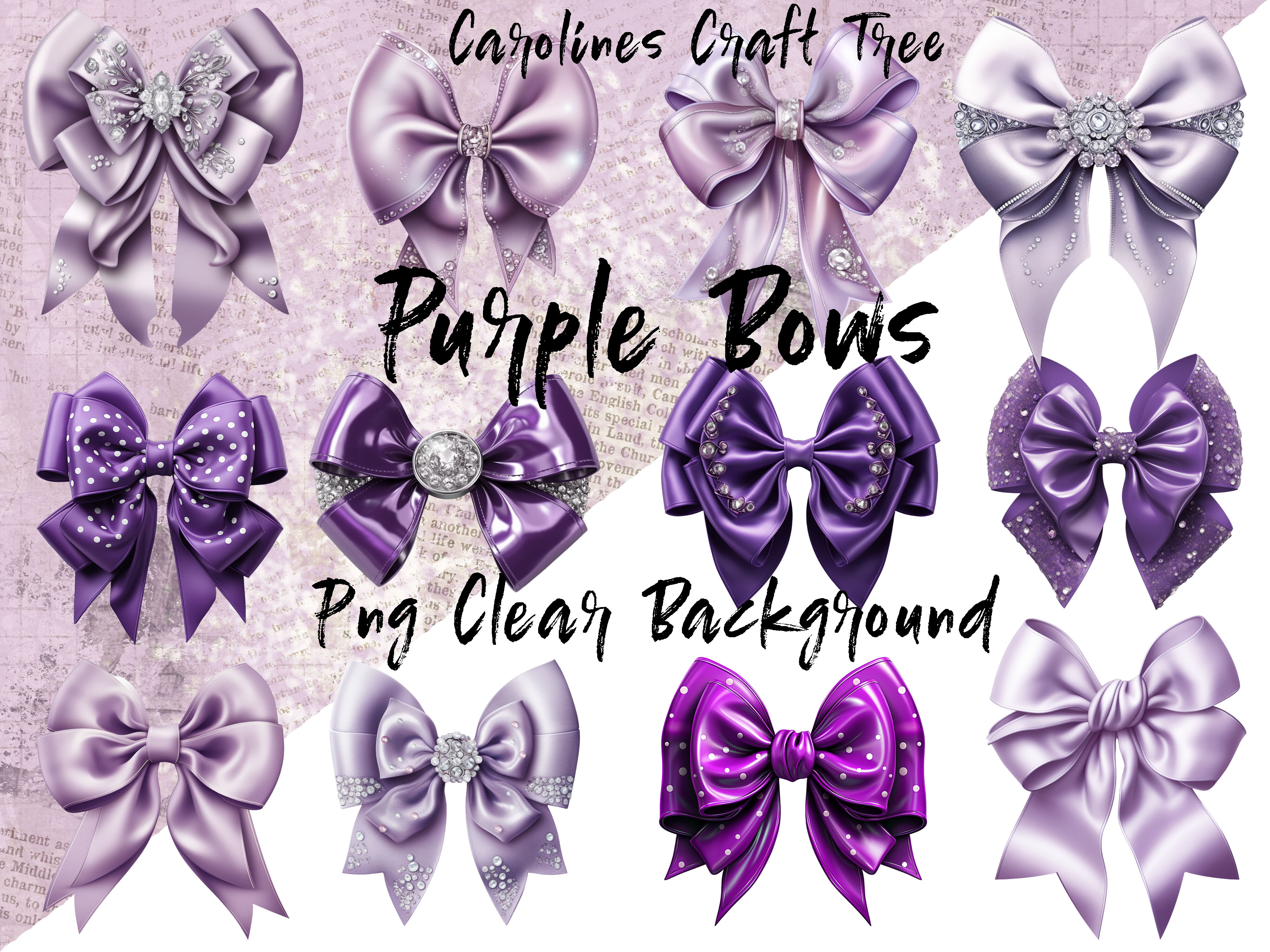 Purple Bows PNG Single Files