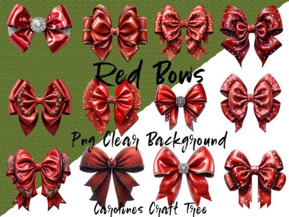Red Bows PNG Single Files