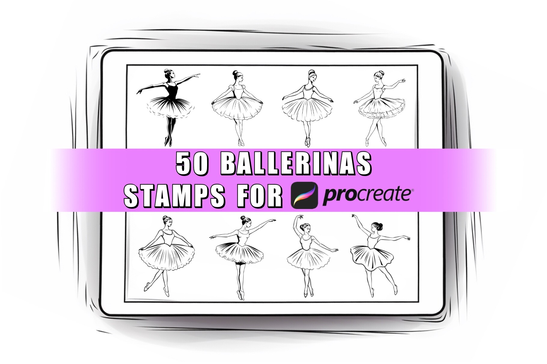 50 Ballerinas Procreate Stamps Brushes Graphic by ProcreateSale ...