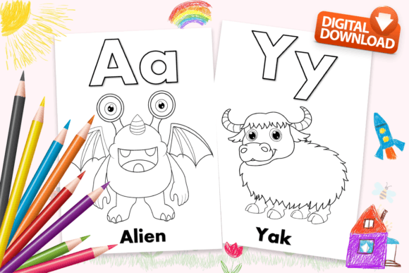 Alphabet Coloring Book for Kids | KDP Graphic by iDaKDPInterior ...