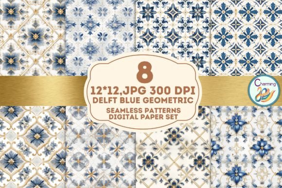 Digital Papers Set: Vintage Delft Blue