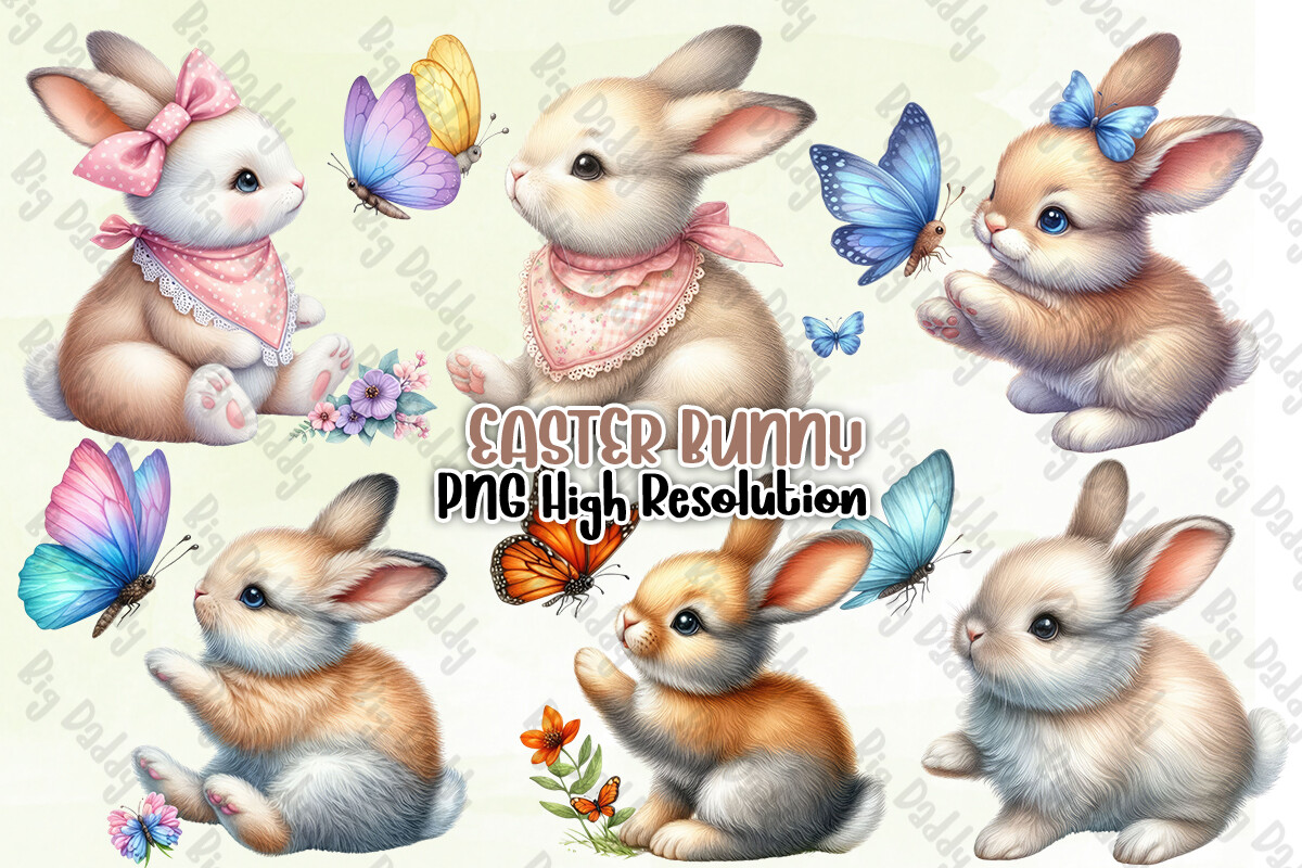 Easter Bunny Sublimation Clipart PNG Graphic by Big Daddy · Creative ...
