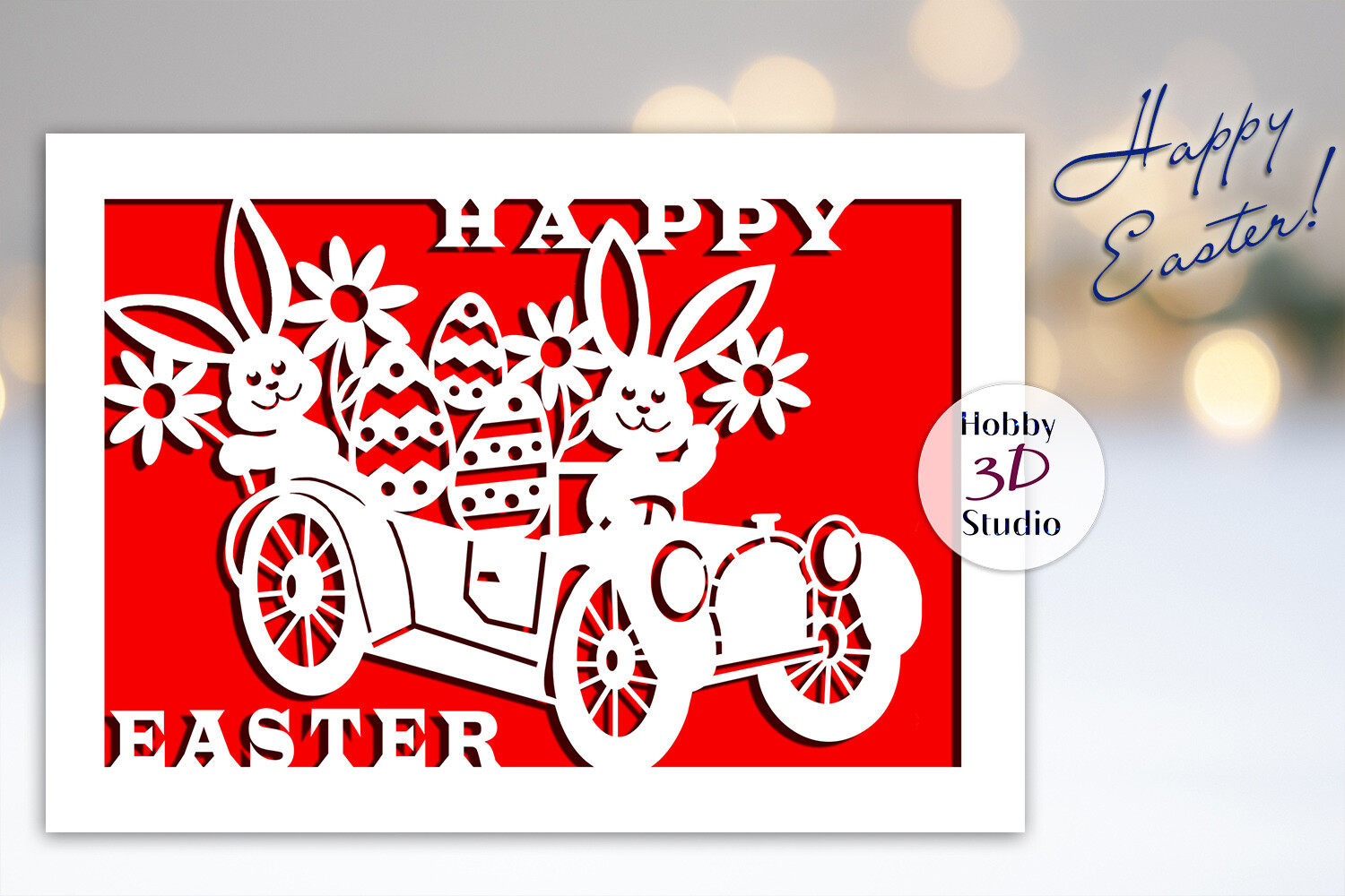 Happy Easter Card Template SVG · Creative Fabrica