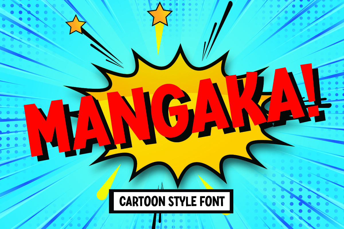 Mangaka preview: fun lively cartoon font for manga headlines