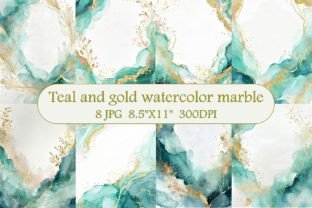 Teal and Gold Watercolor Marble Graphic by ArtMix · Creative Fabrica
