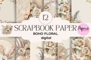 Boho floral scrapbook paper