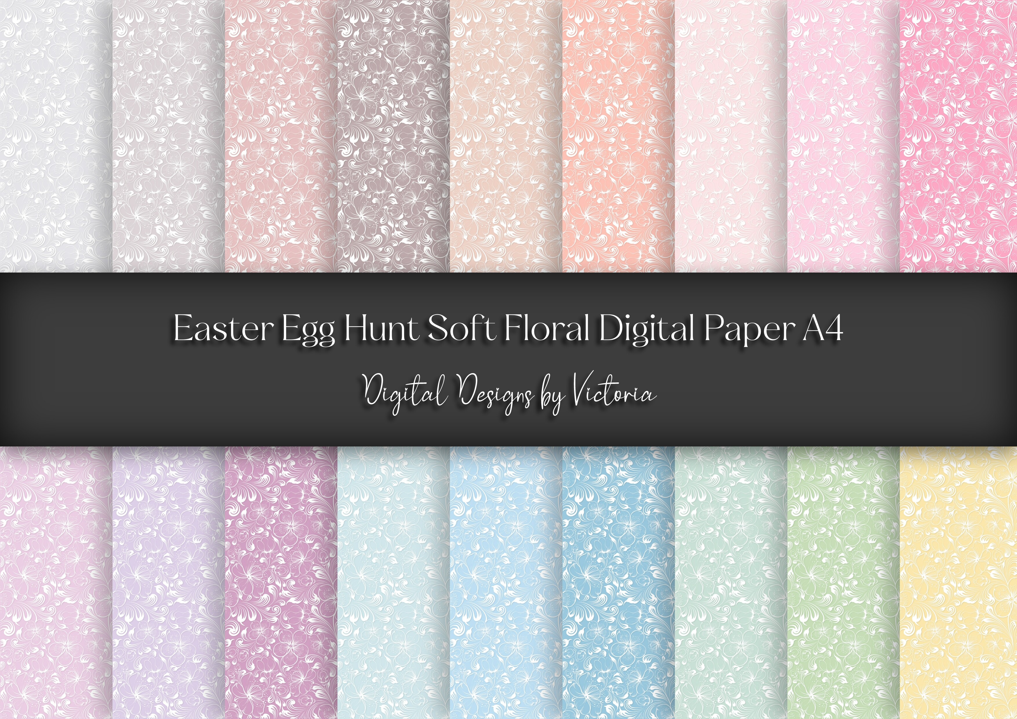 Easter Egg Hunt Soft Floral A4 Paper