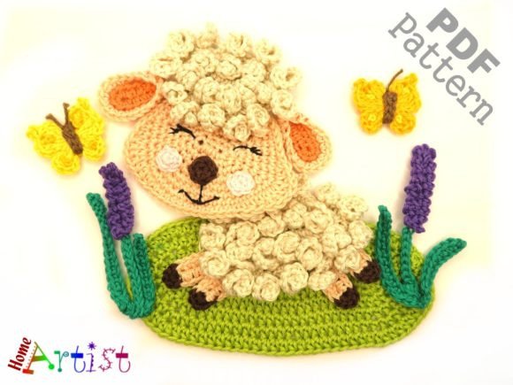 Easter Sheep Crochet Applique