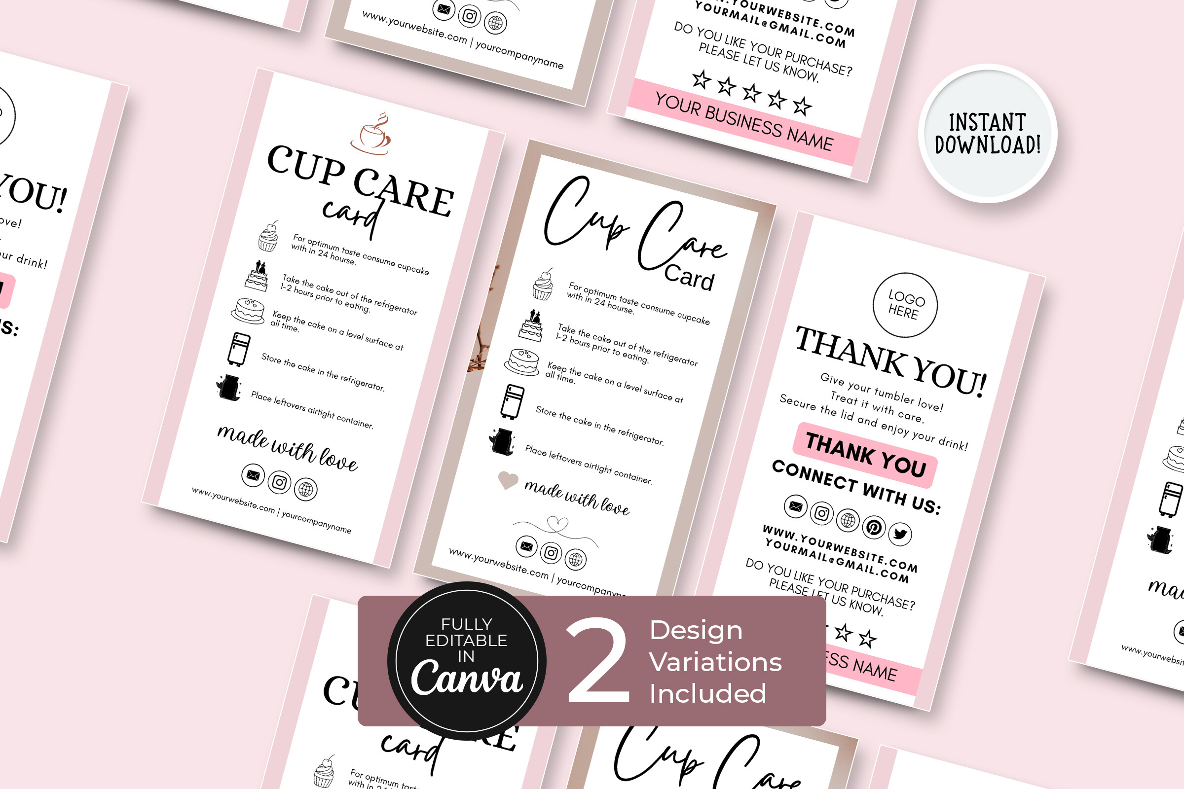 Editable Tumbler Cup Care Guide Canva