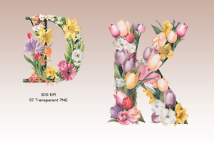 Floral Alphabets a to Z Clipart Bundle Graphic by Dreamwings Creations ...