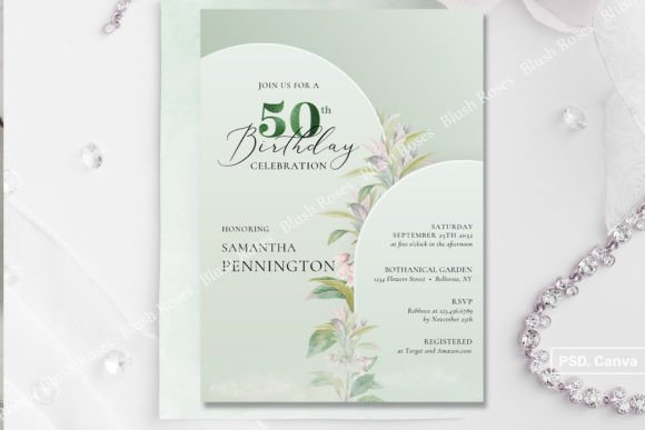 Green Arch Blush Floral 50th Birthday