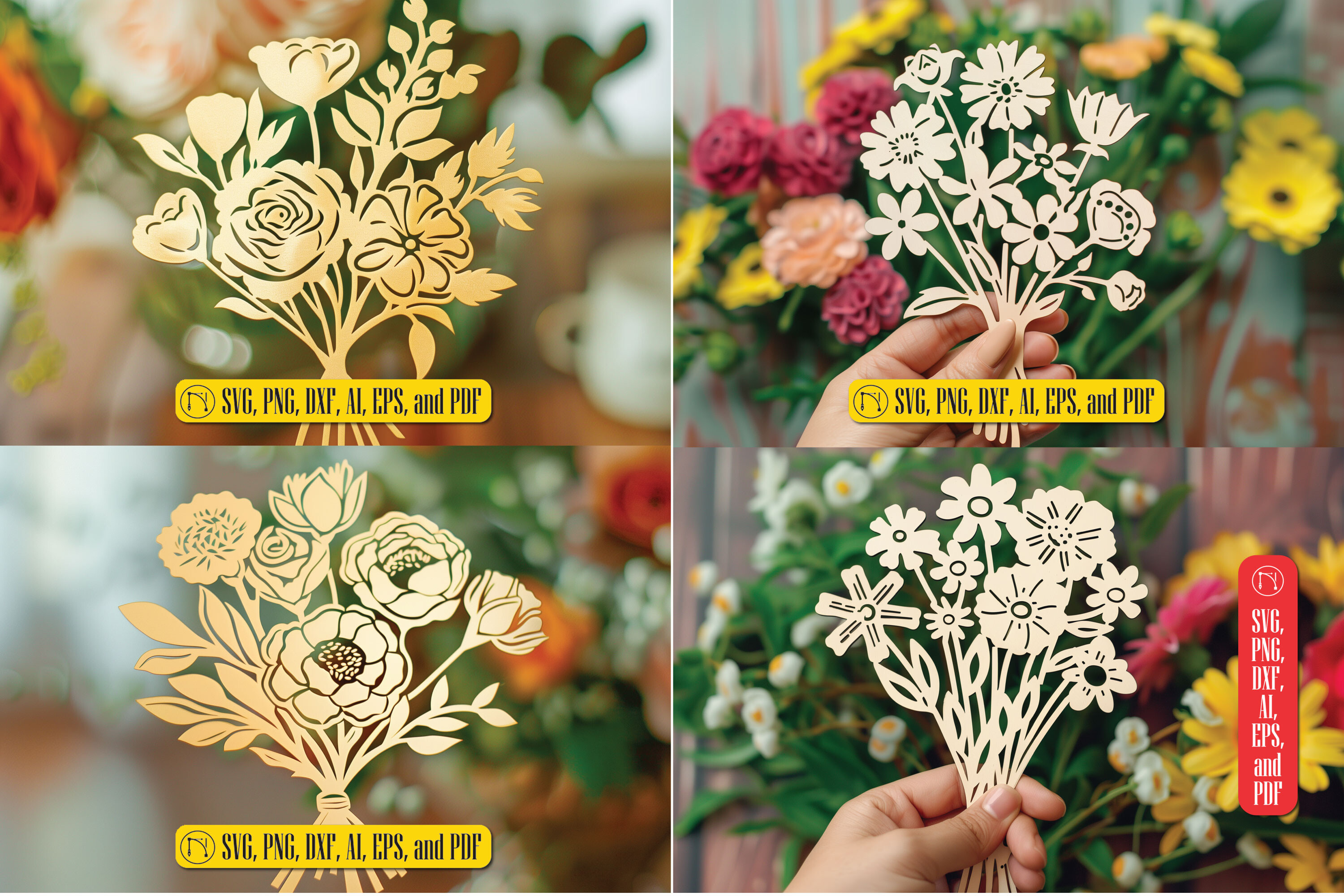 Laser Cut Flower Bouquet SVG Bundle · Creative Fabrica