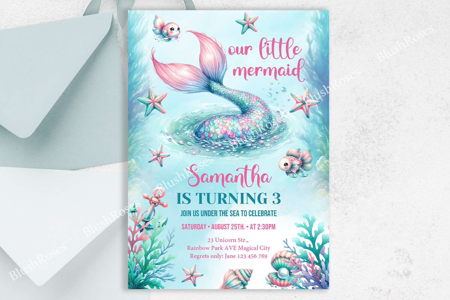 Mermaid Tail Any Birthday Invitation