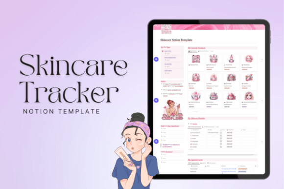 Skincare Tracker Notion Template Gráfico Modelos Gráficos Por Print Magic