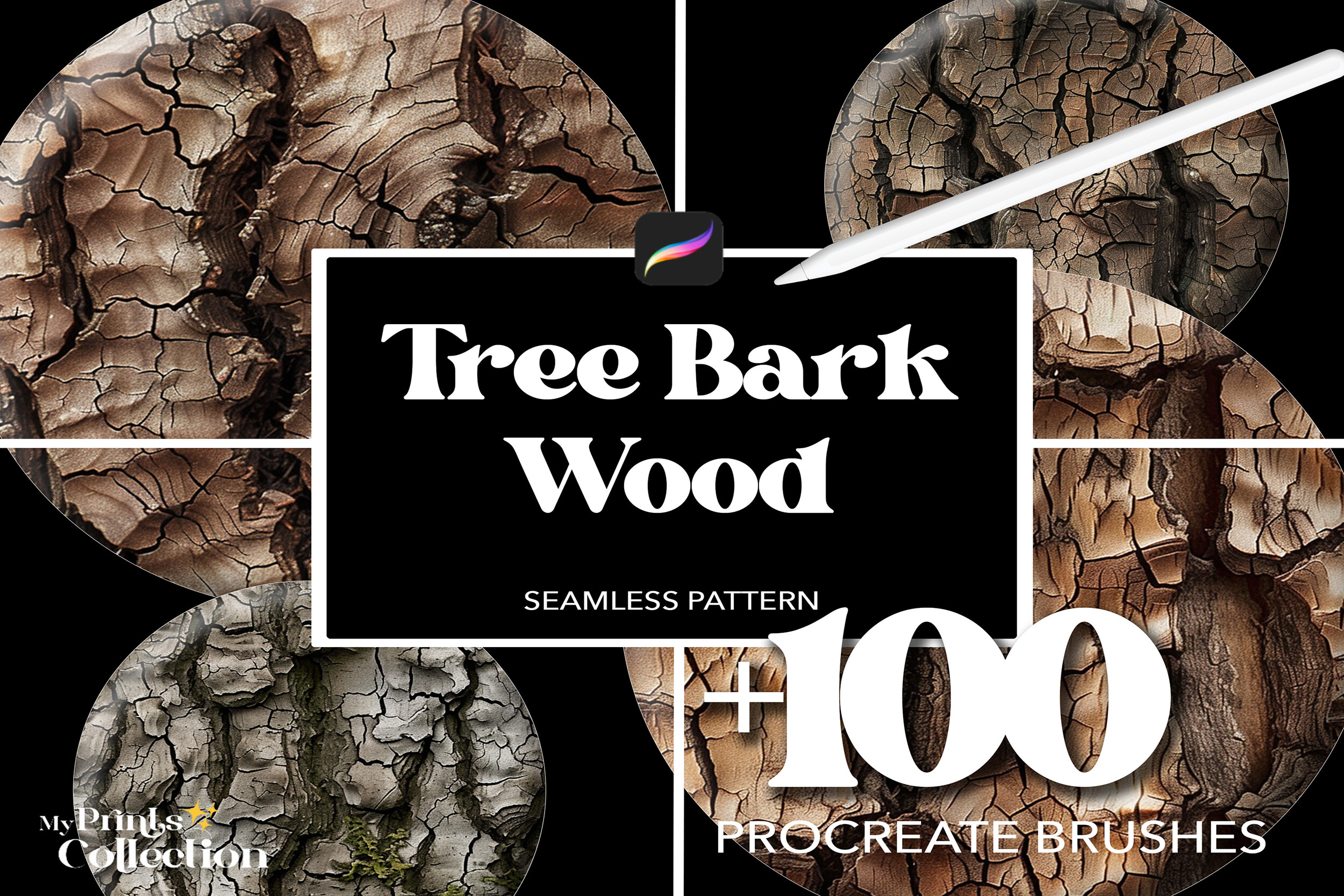 100+ Procreate Wood Tree Bark Brushes - photo 1