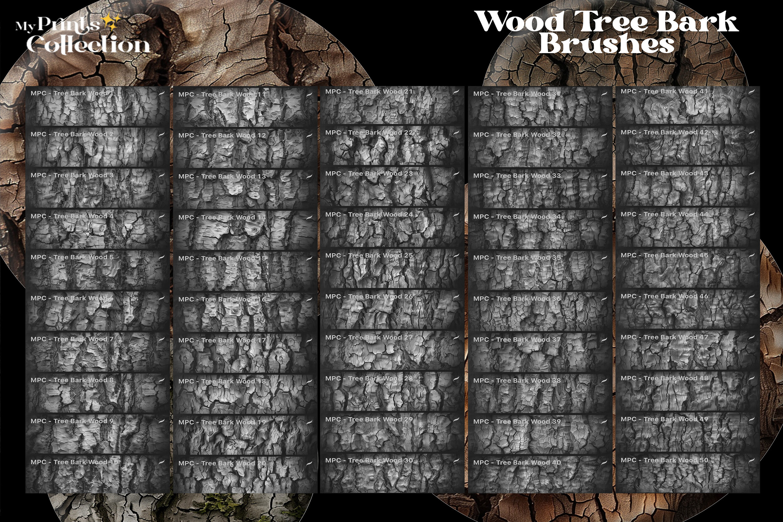 100+ Procreate Wood Tree Bark Brushes - photo 2