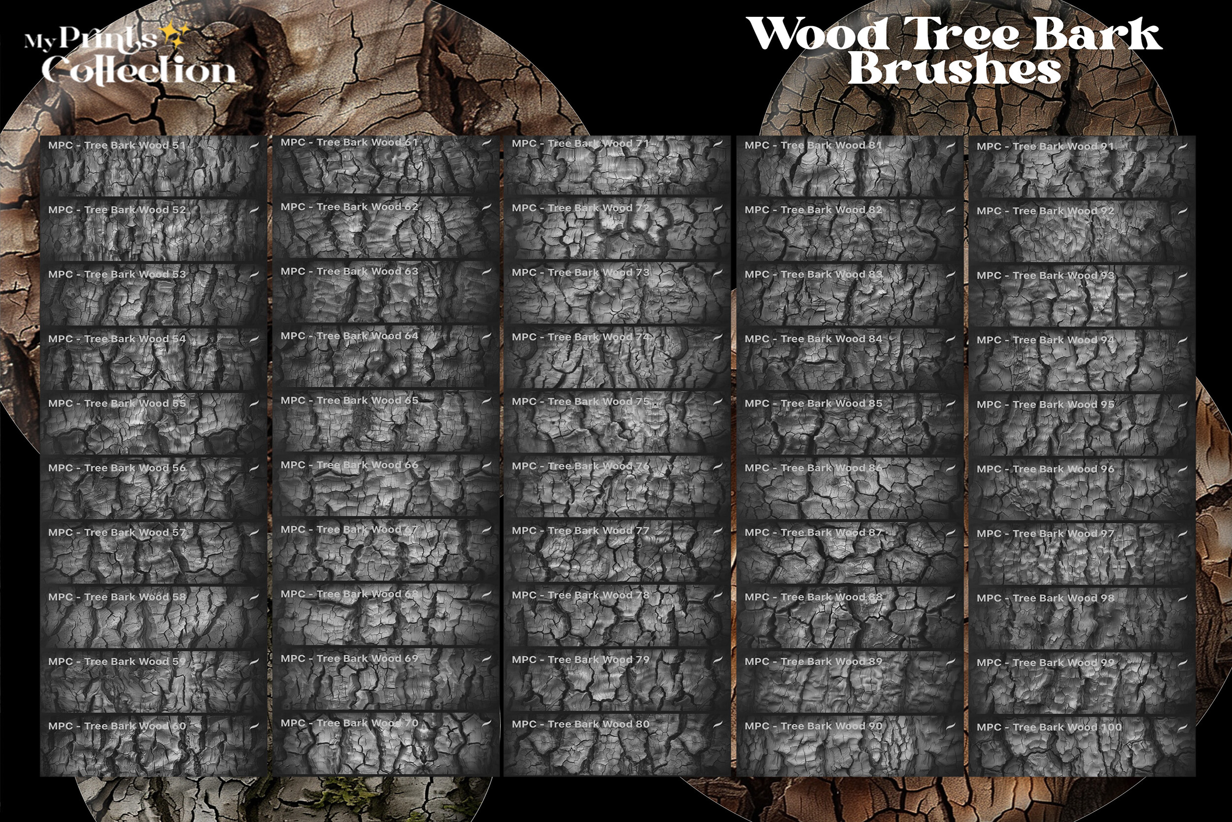 100+ Procreate Wood Tree Bark Brushes - photo 3