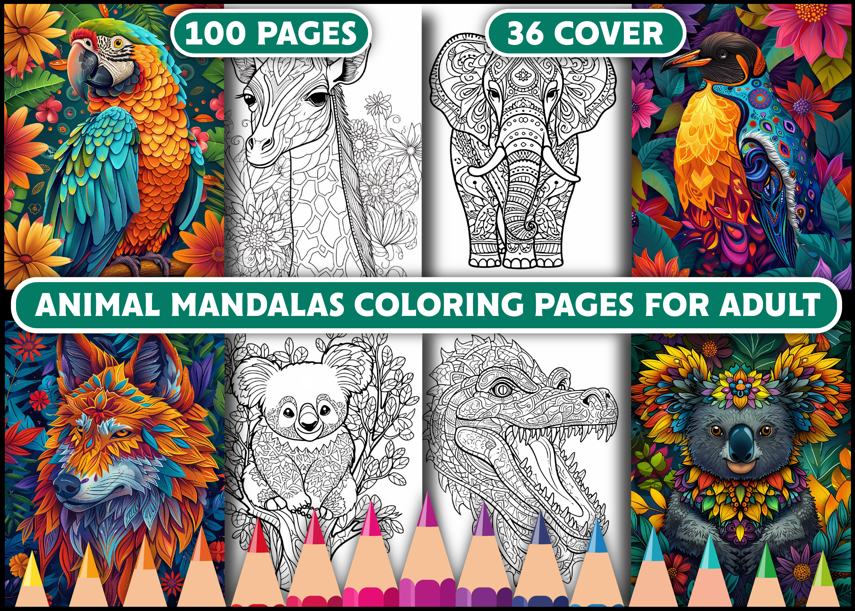 Animal Mandala Coloring Pages for Adults