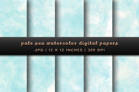 Pale Sea Blue Watercolor Digital Papers