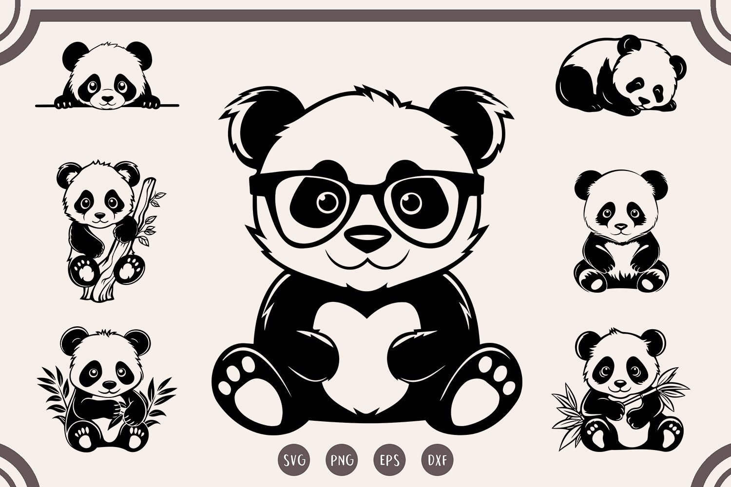 Panda Svg Bundle, Cute Panda Graphic by Black Blot · Creative Fabrica