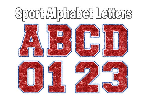 Sport Red and Blue Alphabets Numbers Graphic Illustrations By Digital Creative Art