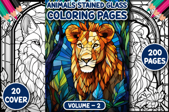 Preview of 200 Animals Stained Glass Coloring Pages adult coloring pages