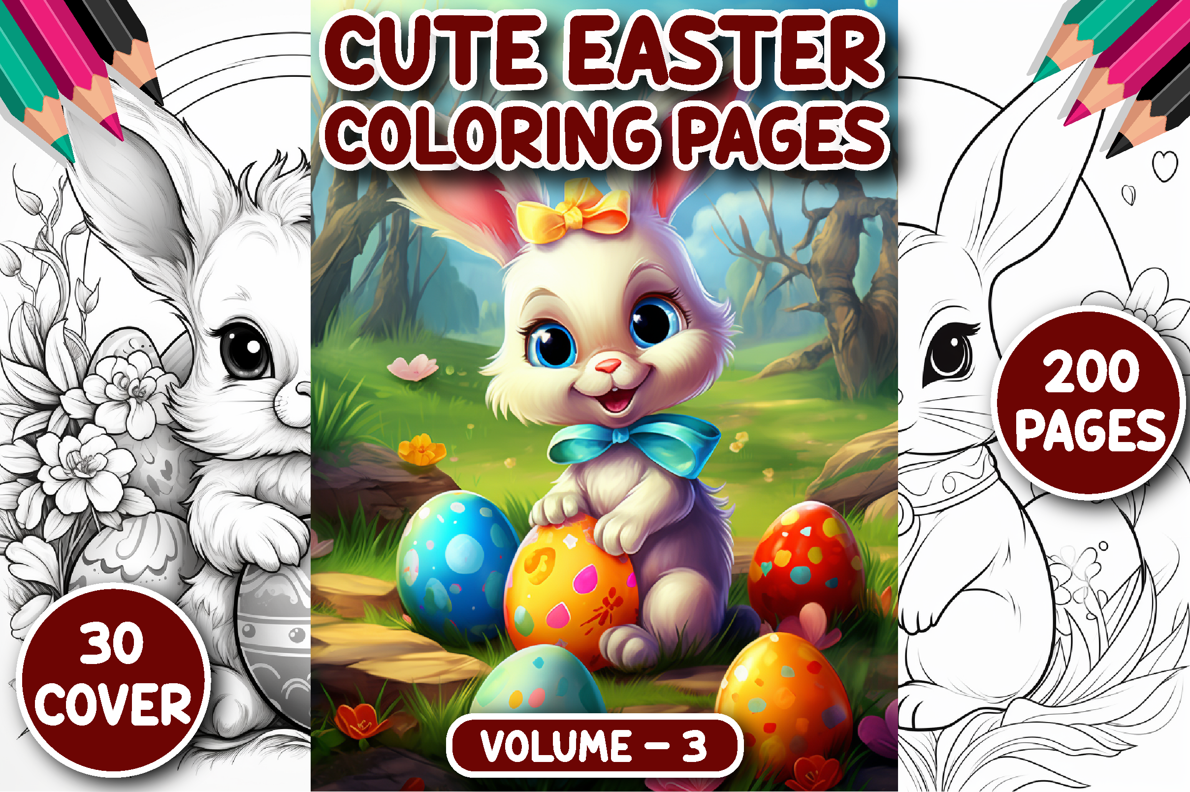 200 Cute Easter Coloring Pages for Kids Graphic by Musera Design ...