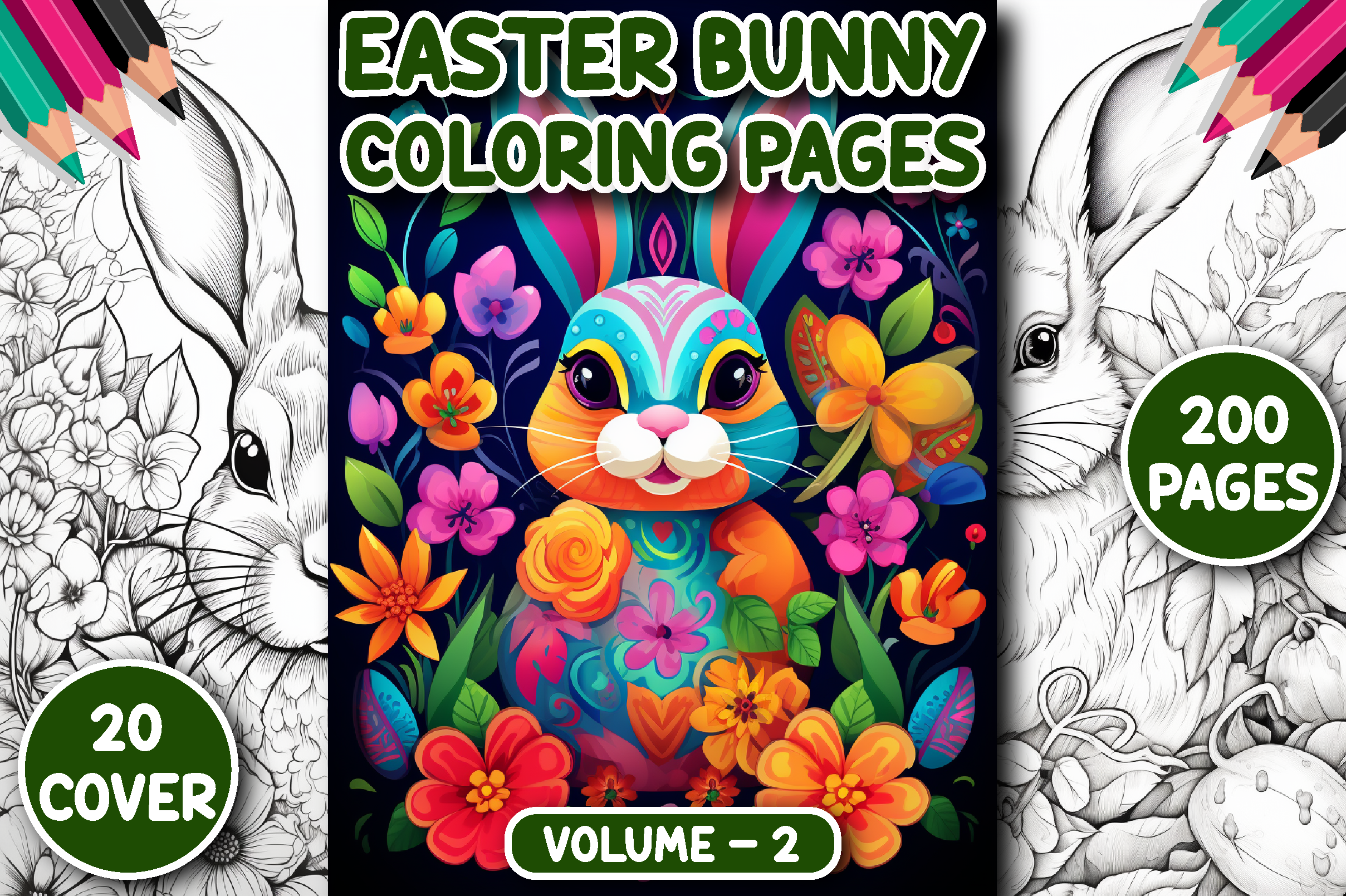 200 Easter Bunny Coloring Pages V - 2