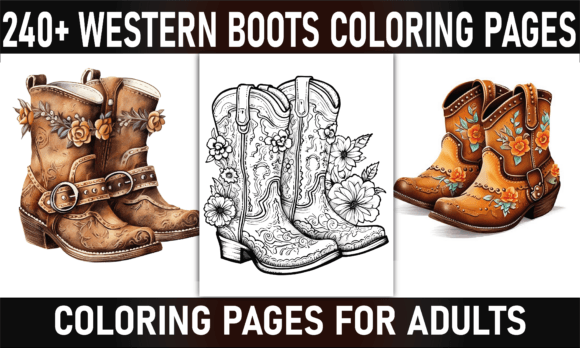 240+ Western Boots Coloring Pages