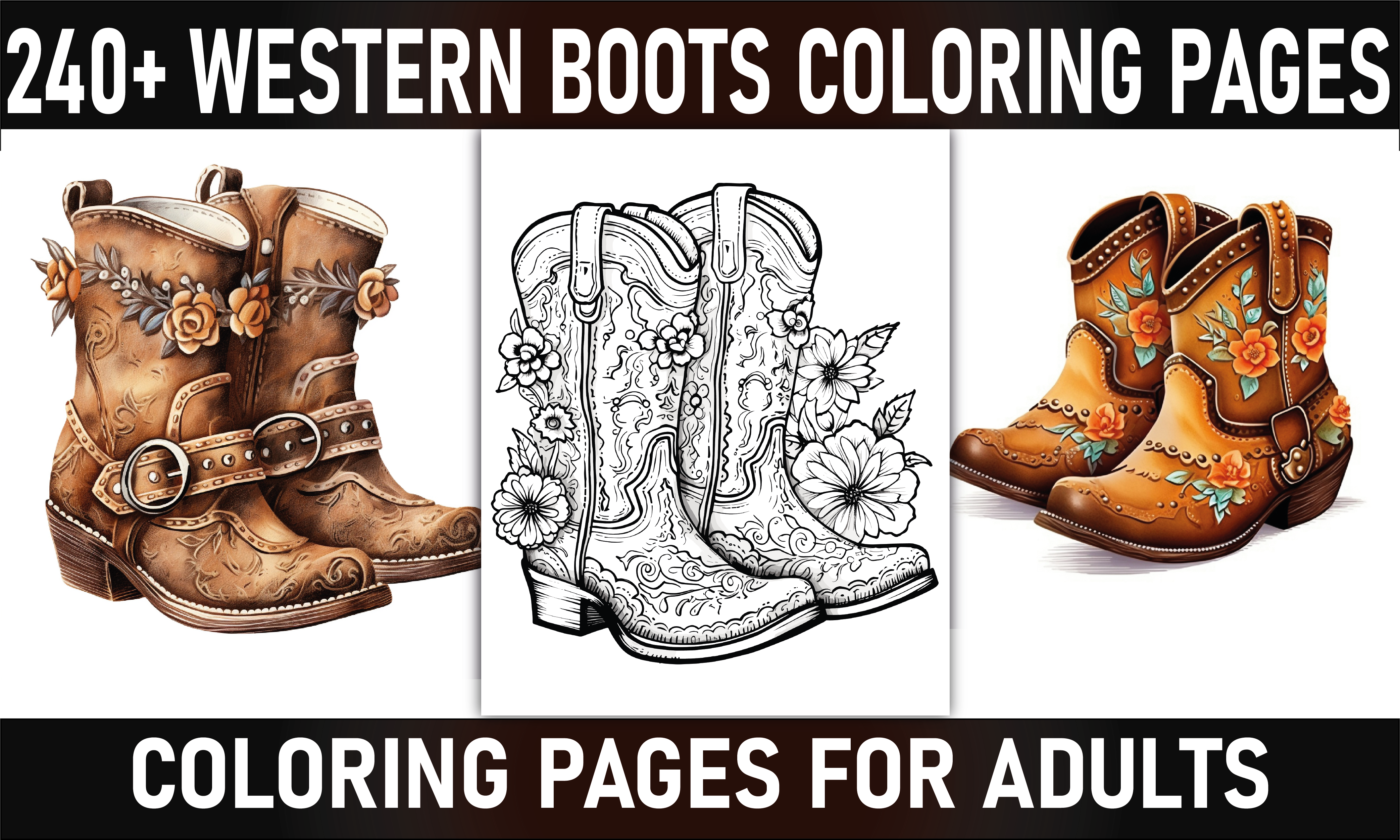 240+ Western Boots Coloring Pages
