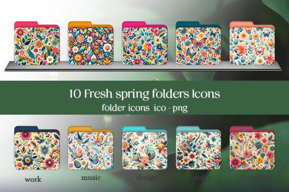 Fresh Spring Folder Icons Graphic Icons By Ruba Alash