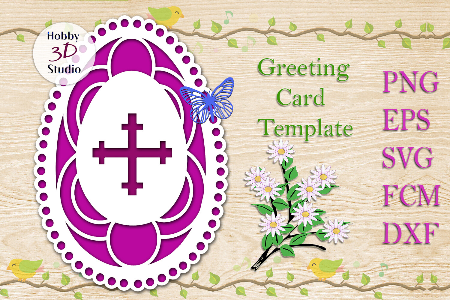 Happy Easter Card Template SVG · Creative Fabrica