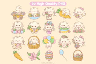 Kawaii Easter Bunny Clipart Graphic by blumensdiary · Creative Fabrica