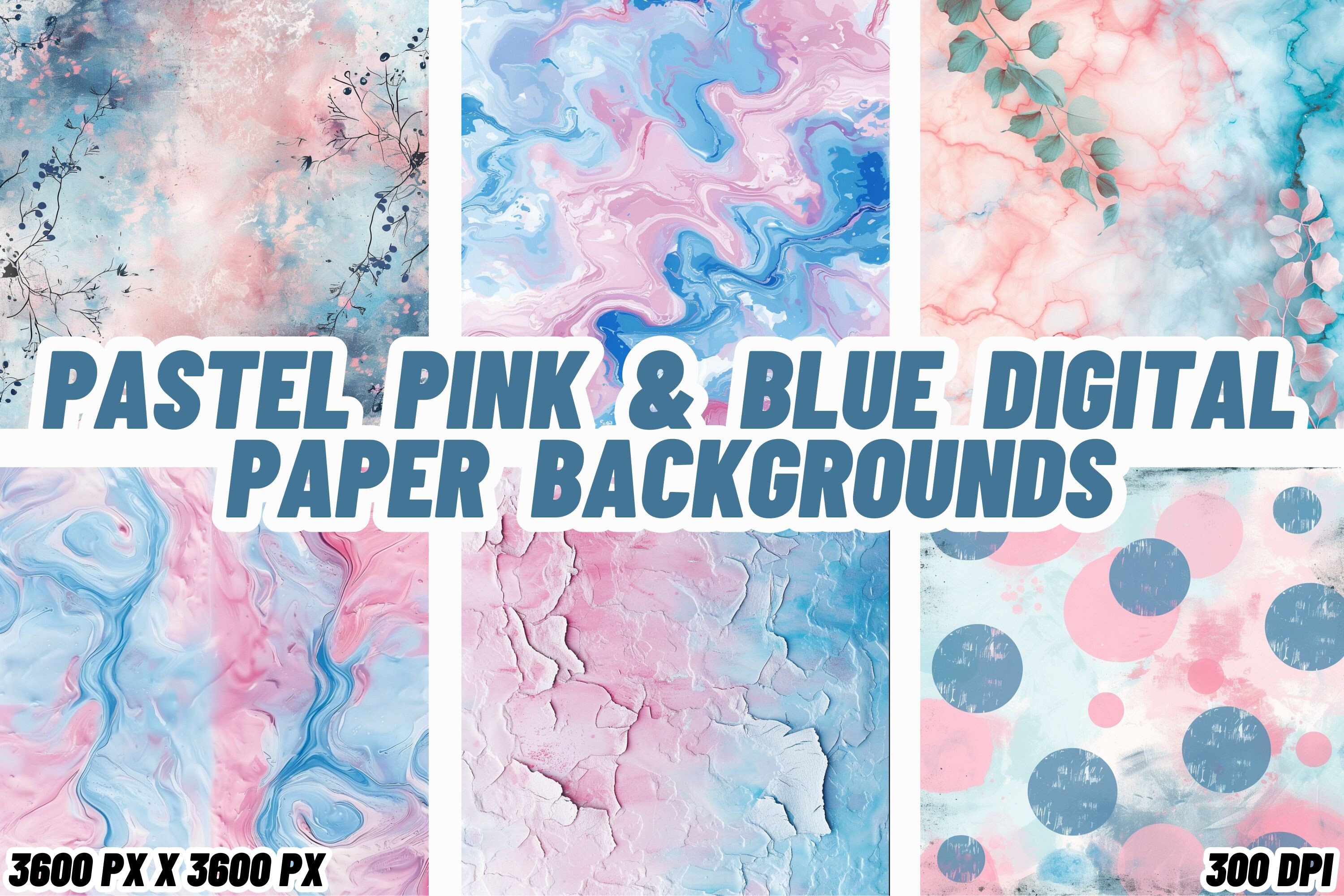 Pastel Pink & Blue Digital Paper Graphic by FabriCraft · Creative Fabrica