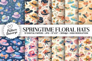 Springtime Floral Hats Seamless Patterns Graphic by Pattern Universe ...