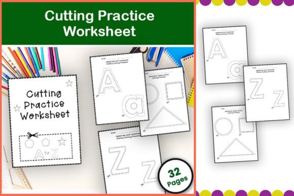 ABC &Sape Cutting Practice for Preschool