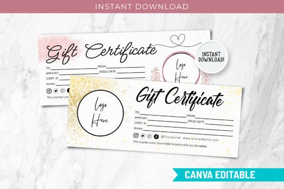 Editable Gift Certificate Canva Template