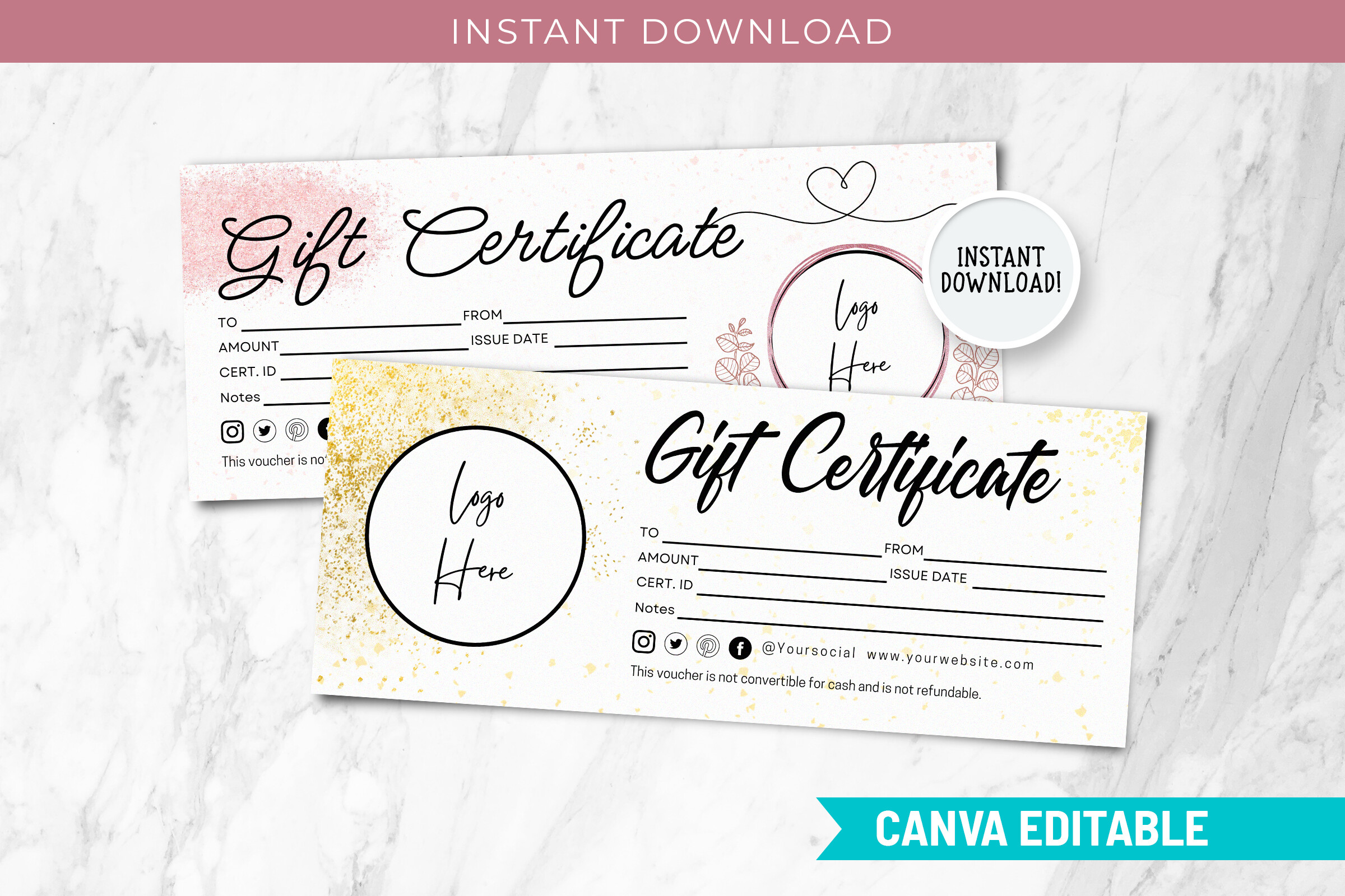 Editable Gift Certificate Canva Template