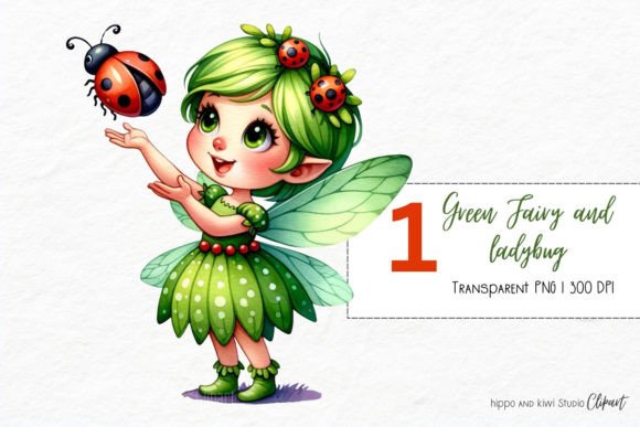 Green Fairy Sublimation Clipart Grafica Grafiche AI Di Hippo and Kiwi Studio