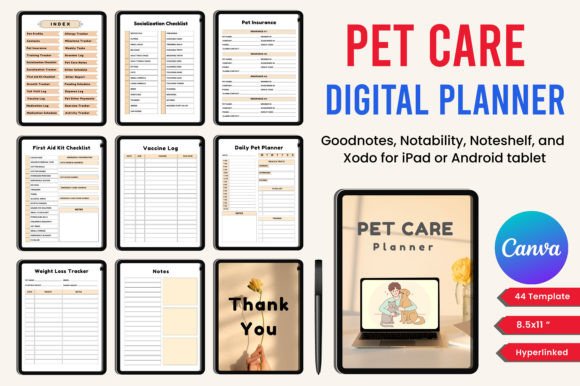 Hyperlink Pet Care Planner Canva