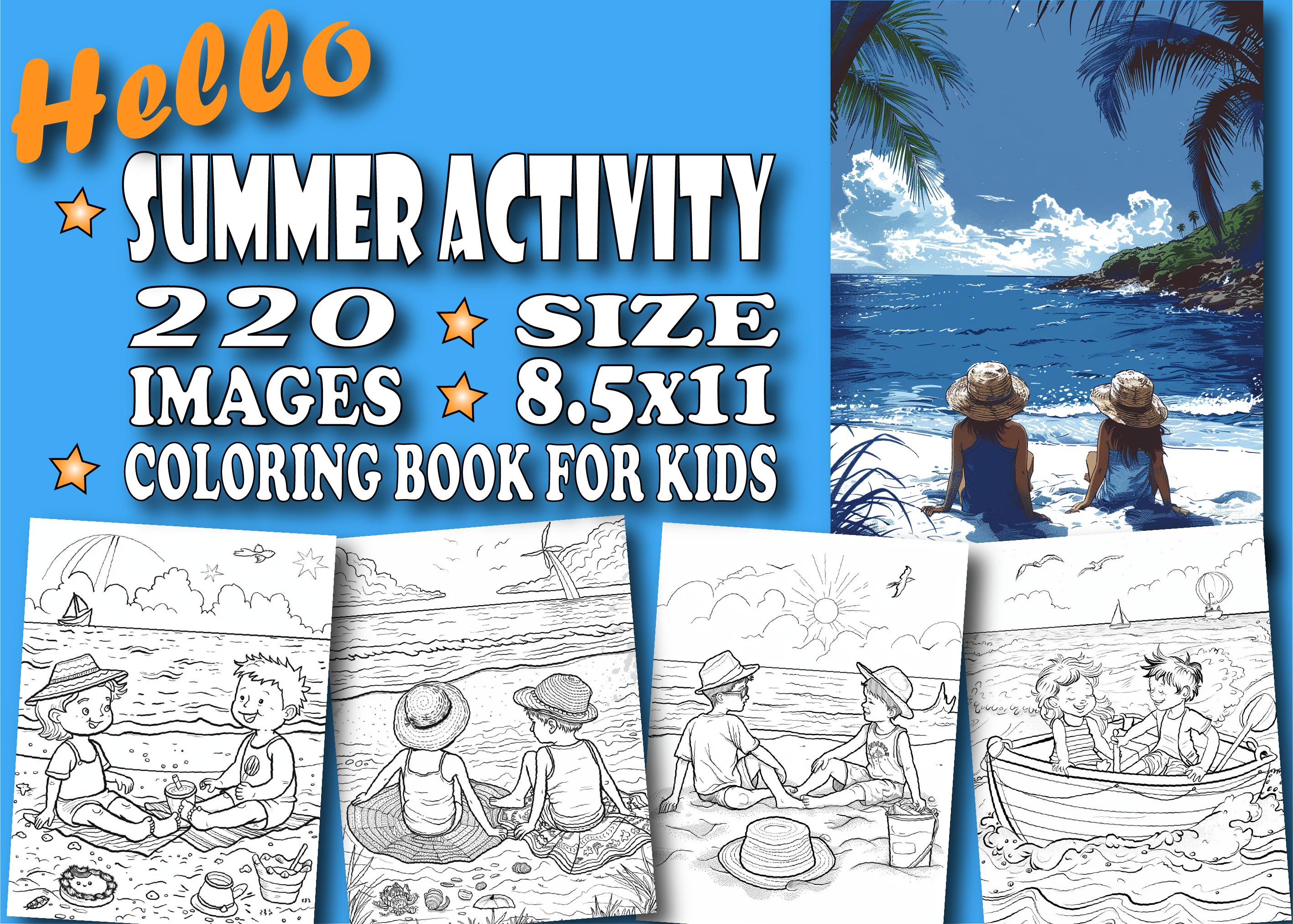 Summer Activity Coloring Book for Kids